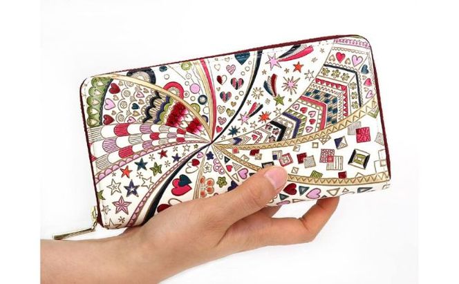 【文庫屋大関】 大容量　ぐるっとファスナーの長財布　グロッシーハート【皮革工芸品】 ファッション小物 民芸品 
