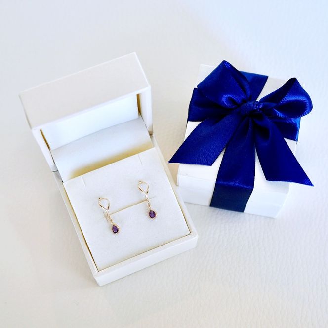 K10YG(10金) イエローゴールド 揺れる アメシスト アンティーク ピアス 保証書付 2274 242-049-a