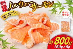 訳あり ノルウェー産 アトランティックサーモン 切り落とし おさしみ用 800g 160g×5p 個包装 [足利本店 宮城県 気仙沼市 20565990] 魚介 魚 サーモン さけ サケ 鮭 尾っぽ お刺し身 刺し身 刺身 冷凍