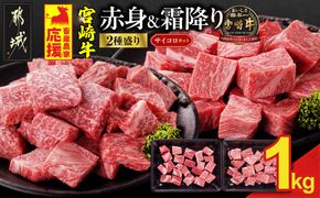 畜産農家応援! 宮崎牛サイコロステーキ2種セット500g×2パック_19-N2-004-1000