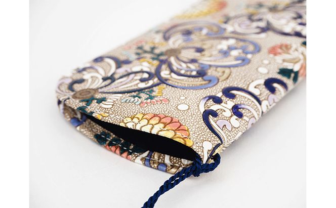 【文庫屋大関】メガネケース　乱菊＜青紫＞【皮革工芸品】 ファッション小物 民芸品 