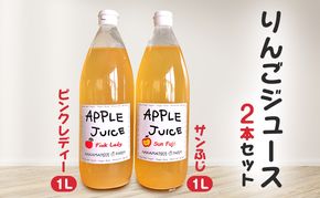 りんごジュース　1L×2本セット（ピンクレディー・サンふじ）長野　信州　小諸　100%　ストレート　飲み比べ