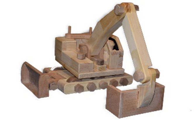 手づくり木のおもちゃ　ショベルカー 玩具 子供用 