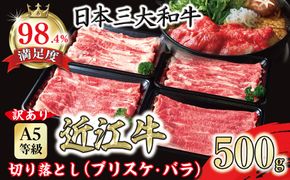 【訳あり】A5 近江牛切り落としスライス 食べ比べ ブリスケ＆バラ 500g【FO33W】（国産牛　和牛　ブランド牛　ブランド和牛　黒毛和牛　牛肉　肉　高級　人気　おすすめ　神戸牛　松阪牛 に並ぶ 日本三大和牛 近江牛）