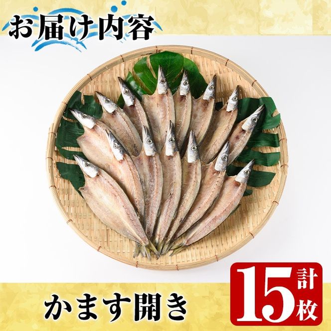 鹿児島県阿久根市産干物！かます開き(計15枚・3枚×5袋)国産 魚介 加工品 ひもの おかず おつまみ【川本商店】a-13-25-z