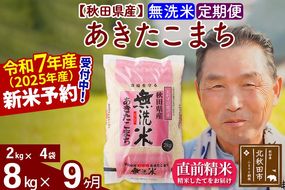令和7年産《定期便9ヶ月》秋田県産 あきたこまち 8kg【無洗米】(2kg小分け袋) 2025年産 お届け時期選べる お届け周期調整可能 隔月に調整OK お米 おおもり [おおもり 秋田 お米 あきたこまち 米どころ 東北 北秋田市 定期便 毎月お届け]|oomr-30509
