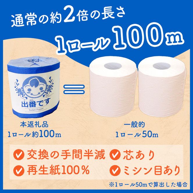 【定期便3回】「出番です」トイレットペーパー 12ロール 個包装 ストック 備蓄 防災対策 肌に優しい エンボス加工