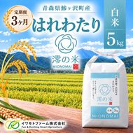 【3回定期便】米 5kg （ 5kg × 1 ） 白米 はれわたり イワモトファーム 青森県産 令和8年産 3ヶ月 定期便 新米 ごはん ご飯 ブランド米 特選米 精米 直送 農家直送 お取り寄せ お米 こめ コメ 白飯 国産 お弁当 もっちり 送料無料