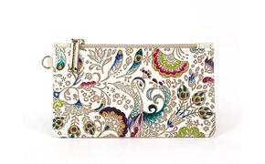 【文庫屋大関】すっきりカードケース　孔雀【皮革工芸品】 ファッション小物 雑貨 フラグメントケース 小銭入れ付き 収納 スマート 日本製 動物 鳥 クジャク 