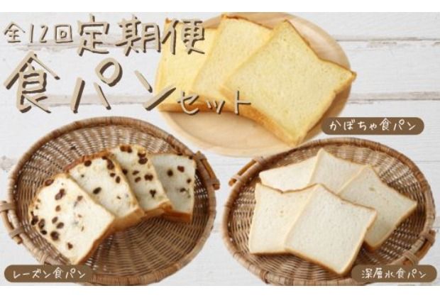 [定期便 年12回]食パンバラエティセット [室戸海洋深層水仕込み] 食パン ぱん 朝食 ギフト 定期便 人気 食事用パン おやつ レーズン ぶどう ドライフルーツ かぼちゃ あんこ セット バラエティ!