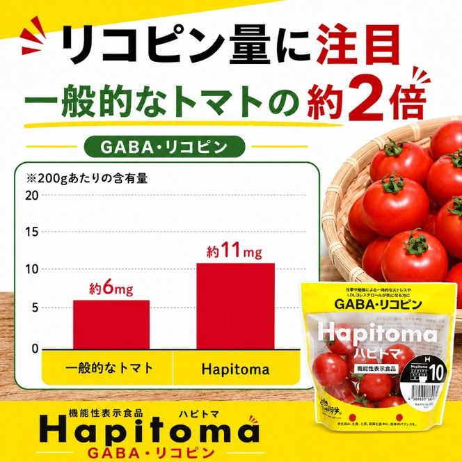 機能性表示食品 Hapitoma ハピトマ 訳あり（1.8kg）【配送不可：北海道・沖縄・離島】健康 ヘルシー GABA 人気 厳選 袋井市 野菜 トマト ミニトマト ストレス リコピン コレステロール 規格外品 新鮮 