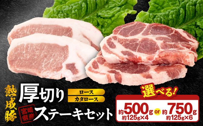 宮崎県産熟成豚 厚切りステーキセットA（カタロースステーキ/ロースステーキ）N0105-YA2279-sku