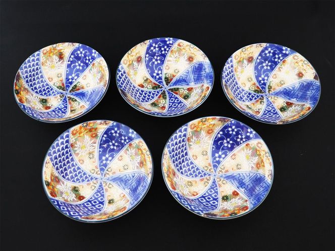 九谷焼　 4.8号小鉢揃　金花詰　a01 食器 キッチン雑貨 キッチンアイテム 雑貨 小物 お皿 小皿 食卓 テーブルコーディネート 