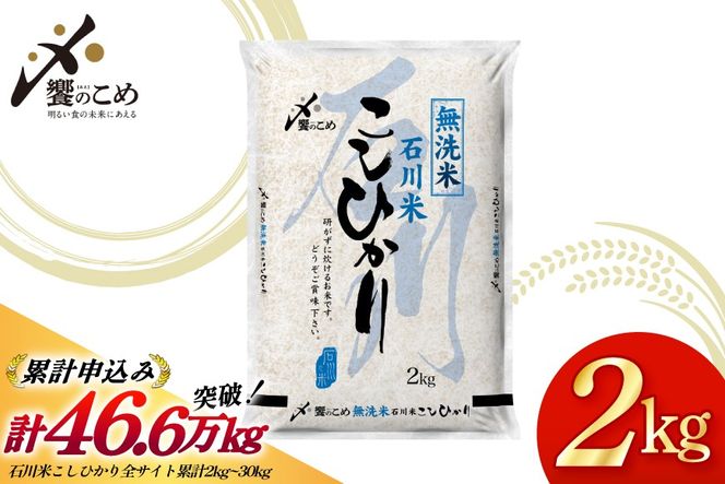米 令和7年産 無洗米 石川米 こしひかり 2kg [中橋商事株式会社 石川県 宝達志水町 38601349] コシヒカリ お米 こめ コメ kome 能登 小容量 2キロ 令和7年 むせんまい