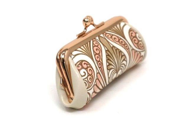 【文庫屋大関】印鑑ケース　ロカイユ＜ベビーピンク＞【皮革工芸品】 ファッション小物 民芸品 