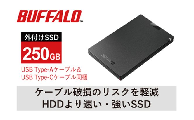 BUFFALO バッファロー ポータブル SSD 250GB TypeA & TypeC USB 外付けssd 外付けSSD 外付けドライブ 家電 電化製品 パソコン PC PC周辺機器 パソコン周辺機器 機器 コンパクトサイズ 持ち運び バッファロー 愛知 愛知県 日進市