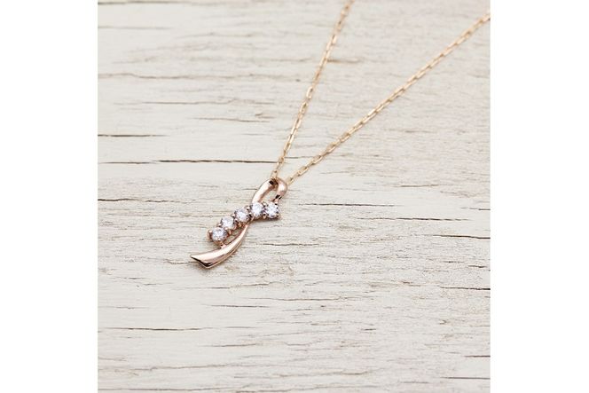 ネックレス K18PG ピンクゴールド ダイヤモンド 0.20ct リボン モチーフ 【f132-k18pg】[オーダーメイドジュエリーメイ 山梨県 韮崎市 20743762] レディース ペンダント アクセサリー アクセ ジュエリー