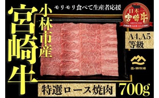 [A4等級以上]小林市産宮崎牛特選肩ロース焼肉用 700g(宮崎牛 黒毛和牛 牛肉 肉 お肉 焼肉 内閣総理大臣賞)