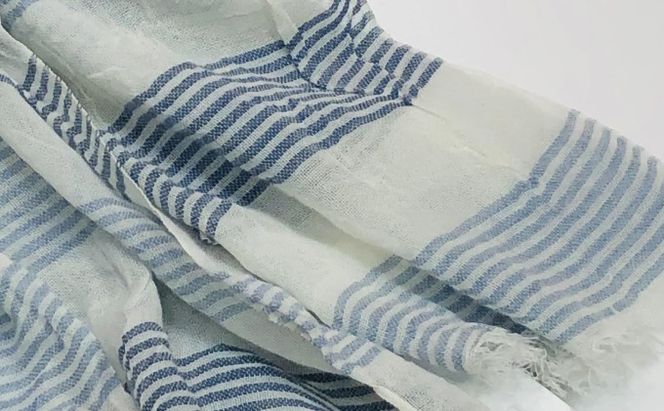 ストール 藍染 蚊帳織 ガーゼ ストライプストール 藍 雑貨 日用品 ファッション 織物 染物 工房夢細工 