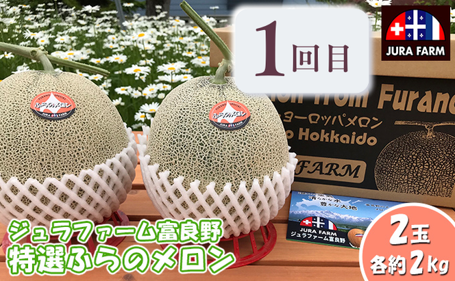 【年3回定期便】【2026年7～9月連続お届け】数量限定！ ふらのメロン 厳選3農家 コラボ  定期便(1)  食べ比べ 赤肉 2玉×3回 合計6玉 (北海道 富良野市 果物 フルーツ 甘い デザート 産地直送 新鮮 先着順 ジュラファーム富良野 守田農園 スイートベジタブルファクトリー)