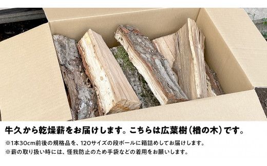 牛久市産 乾燥 薪 楢 ( なら ) 約14kg～16kg 天然木 マキ 乾燥薪 広葉樹 キャンプ アウトドア 焚火 焚き火 薪ストーブ 暖炉 たき火 野外 屋外 バーベキュー薪 ピザ窯の薪 グリル焼 [DP008us]