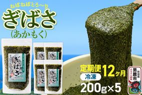 【定期便12ヶ月】ぎばさ(あかもく) 200g×5個セット 海藻 男鹿市 秋田県|23_ogn-240512