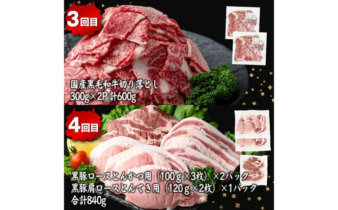 【定期便全4回】ししまる牛・豚定期便A(4ヶ月連続・計4.29kg以上) t0044-007