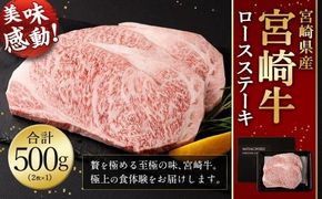 ＜宮崎牛 ロースステーキ 2枚 500g＞2026年2月上旬より順次出荷【c1191_mc_x2】 新生活応援 卒業祝い 就職祝い 入学 卒業 お花見 引越し