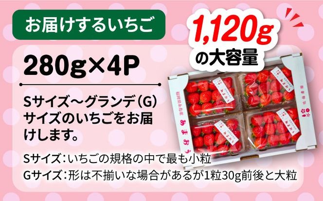 【農家直送！】【先行受付】 糸島産 あまおう 280g × 4パック (Sサイズ～Gサイズ)  【2027年1月上旬以降順次発送】糸島市 / 後藤農園 [AML003] いちご 福岡 ランキング 上位 人気 おすすめ