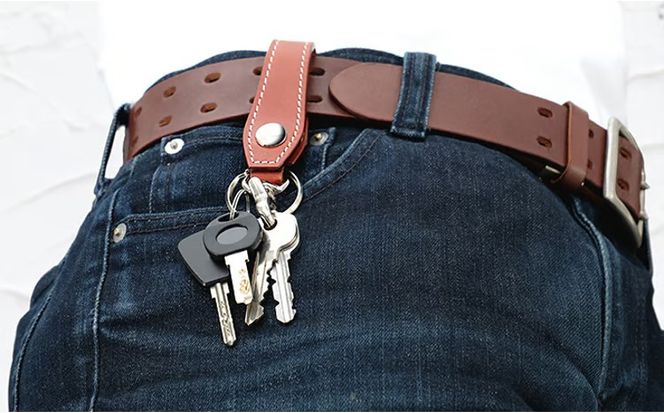 牛革 ベルトループキーホルダー ブラウン | 本革 レザー 鍵 ナスカン 二重リング 男女兼用 メンズ レディース 革小物 日本製 北海道 滝川市