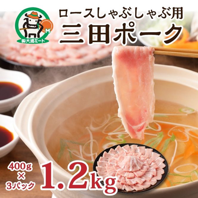 三田ポーク ロースしゃぶしゃぶ用 1.2kg(400ｇ×3パック）《 鍋 お鍋 しゃぶ肉 豚肉 ふるさと納税 セット ロースしゃぶしゃぶ 小分け 豚しゃぶ しゃぶしゃぶ肉 お取り寄せ お取り寄せグルメ 送料無料 》【2401A00210】