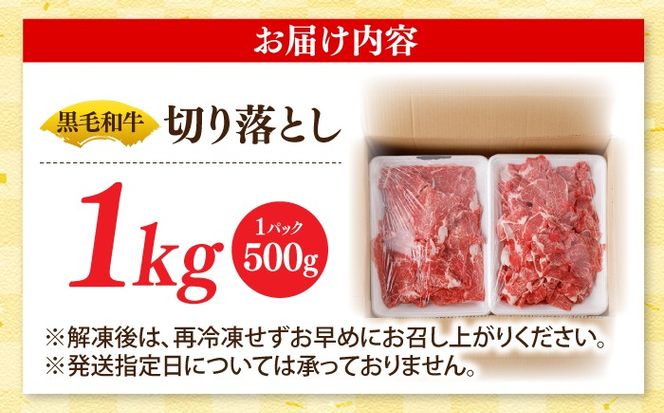 【2026年1月～順次発送】国産 黒毛和牛 熟成肉 切り落とし計1kg（500g×2パック）/ 小分け 国産牛 お肉 牛肉 切落し 冷凍 焼肉 すき焼き / 南島原市 / ふるさと企画[SBA093]