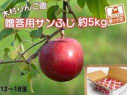 りんご 青森 サンふじ リンゴ 約 5kg (12～18玉) 青森県 鰺ヶ沢町産 木村りんご園 フルーツ 果物 果物類 白神山地 林檎 サンフジ ふじ ※オンライン決済限定