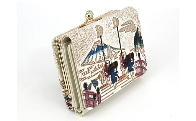 【文庫屋大関】三つ折りミニ財布　日本橋【皮革工芸品】 ファッション 小物 民芸品 お札 カード 小銭 手のひらサイズ コンパクト 大人かわいい 牛革 手作り 国産 