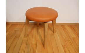 回転スツール（脚部材：ナチュラル/座面：本革キャメル） 372013_LL005VC02