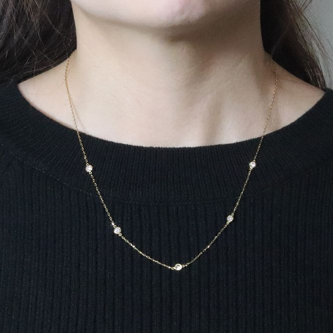 K10　0.55ct　ダイヤモンドステーションネックレス　BQ-201