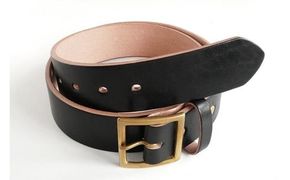 E STREET LEATHER ベンズクラシック 4cm幅 茶芯革 極厚レザーベルト ブラック【star005-01】