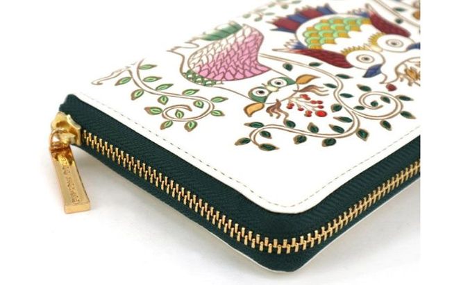 【文庫屋大関】 大容量　ぐるっとファスナーの長財布　ふくろう【皮革工芸品】 ファッション小物 民芸品 