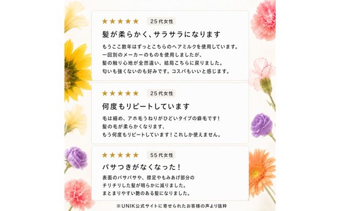 【UNIK】ナノシルクヘアミルク　業界初"シルクナノファイバー"配合　GM00009