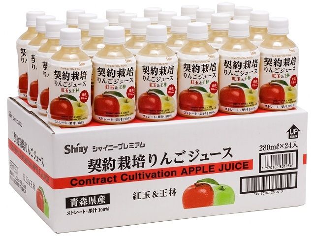 【数量限定】青森県産 りんごジュース シャイニープレミアム 契約栽培りんごジュース 紅玉＆王林 280ml×24本 飲料類 果汁飲料 