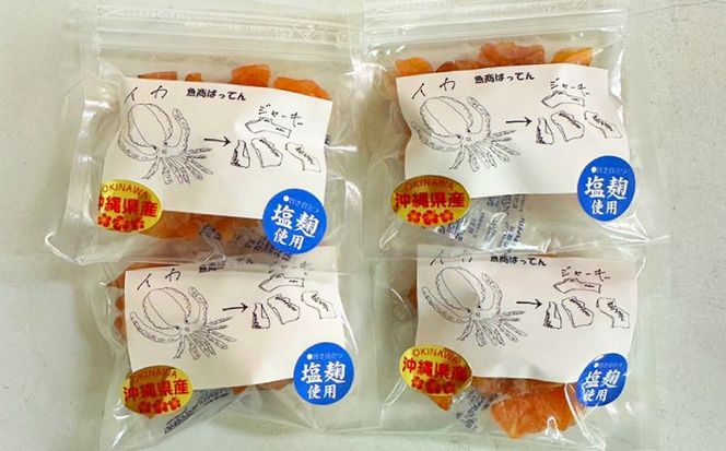お魚屋さんの手作り 塩麹入りイカジャーキー (4袋) お魚屋さん 手作り イカジャーキー いか ジャーキー 塩麹 沖縄市 / 魚商ばってん[BCCE007]