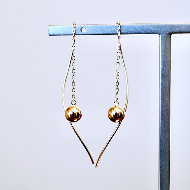 【ジュエリー】K10YG イエローゴールド  丸 ロング チェーン ピアス 保証書付 SMK-5219丸 242-019-a