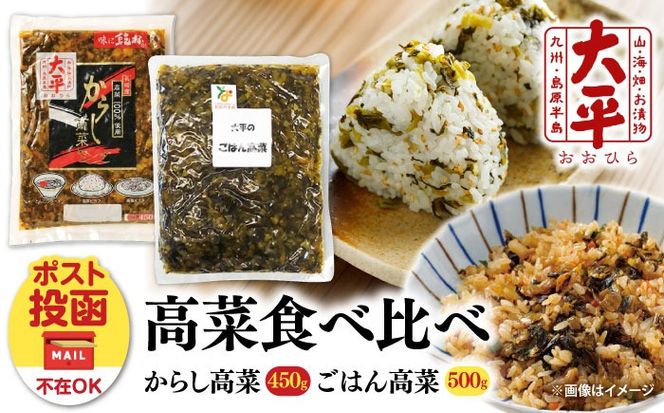 【長崎県産高菜100%使用】 高菜漬け 食べ比べ セット (からし高菜 450g ごはん高菜 500g) / 漬物 高菜 漬け物 ご飯のおとも 惣菜 / 南島原市 / 大平食品[SAK007]