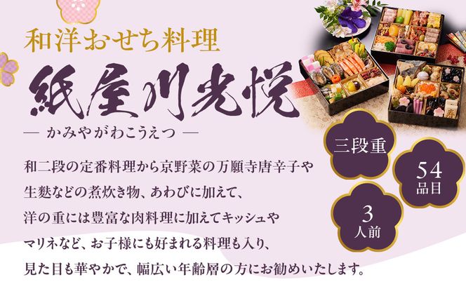 【京都しょうざん】「紙屋川光悦」三段重 3人前｜京都 老舗料亭 本格おせち 人気おせち［ 京都 老舗料亭 3段 3人 グルメ 京料理 人気 おすすめ 2026 正月 お祝い お取り寄せ 通販 送料無料 年内配送 ふるさと納税 ］ 261009_A-AA541