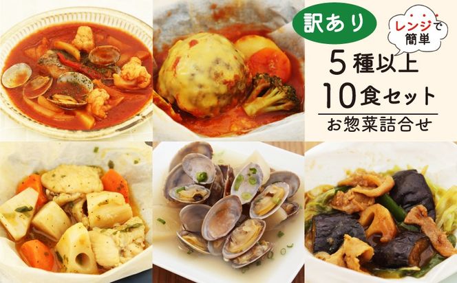 訳あり お惣菜 セット レンジで簡単 5種以上 10食セット  レトルト 詰合せ 簡単 カンタンおかず 料理 静岡 国産 冷凍 お弁当 おかず レンジ 調理 ハンバーグ 洋食 和食 洋風 和風  肉 魚 野菜 煮物 おつまみ [ PT0074-000005 ]