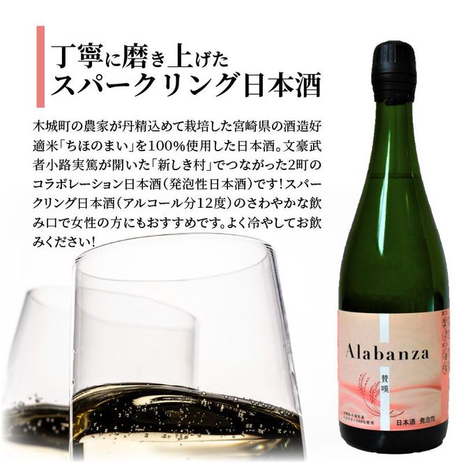  【先行予約】令和8年産 木城町・毛呂山町 新しき村友情都市コラボ日本酒２種４本セット(城１本・Alabanza３本)  K21_0035