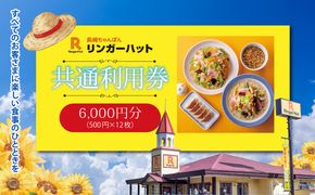 エリア限定 リンガーハット グループ 共通 利用券　6000円（500円×12枚）