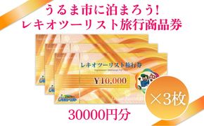 【うるま市に泊まろう！】レキオツーリスト旅行商品券　30.000円分