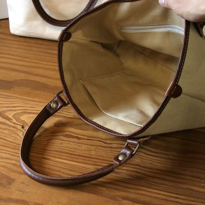 【サンドベージュ】MT-03 帆布×革 クラシカルな雰囲気のミニトートバッグ  Z129VC01