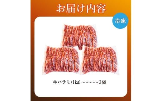 牛ハラミ 1kg×3袋 | 牛肉 ビーフ 厚切り 熟成 冷凍 大容量 焼肉 厚さ約8mm 牛 肉 お肉 精肉 スライス BBQ バーベキュー おかず おつまみ 北海道 滝川市